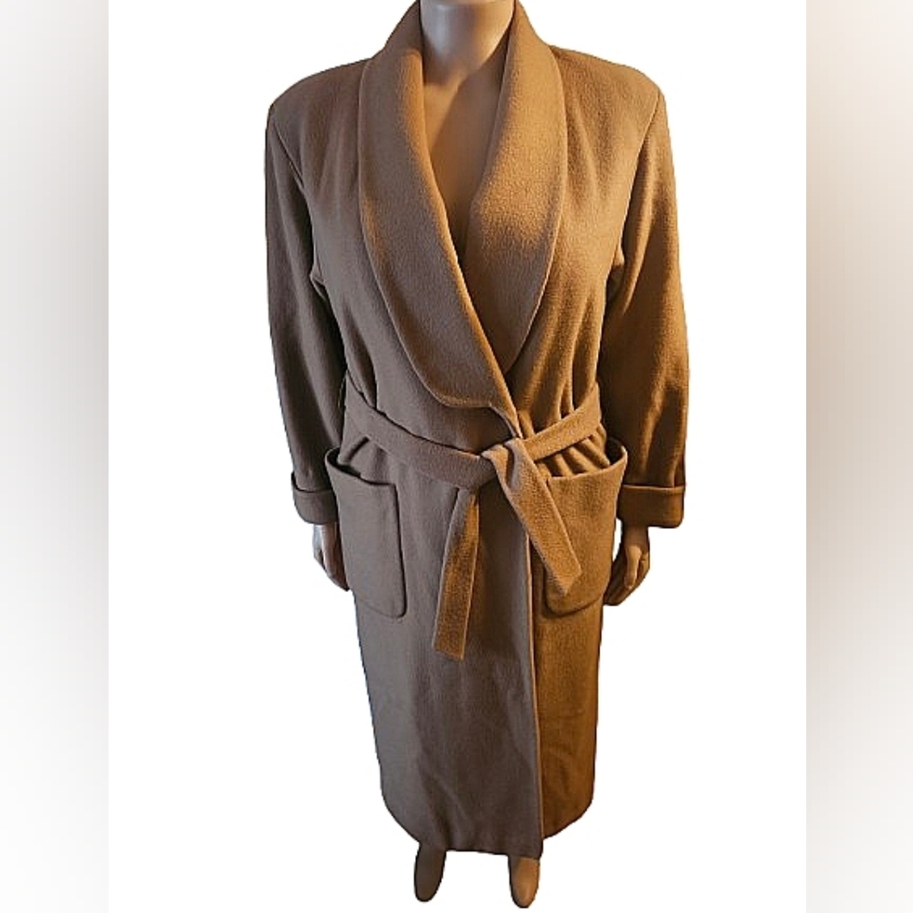 Vintage Tan 100% Wool Trench Coat 8